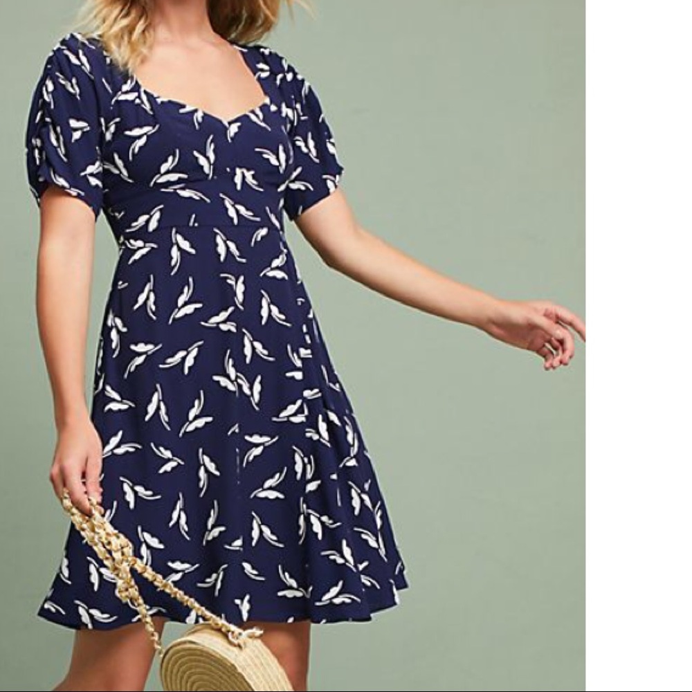 Anthropologie Maeve Fern Ruched Sweetheart Dress